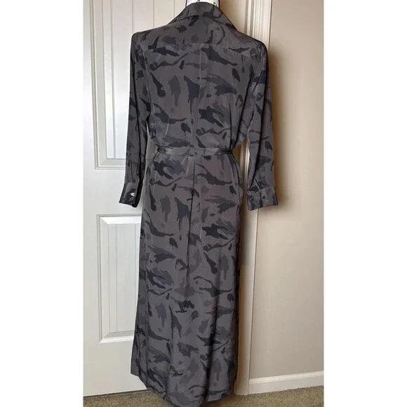 L Agence Button Front 3/4 Sleeve Abstract Silk Dress Purple Size M Designer Luxe - Picture 7 of 16